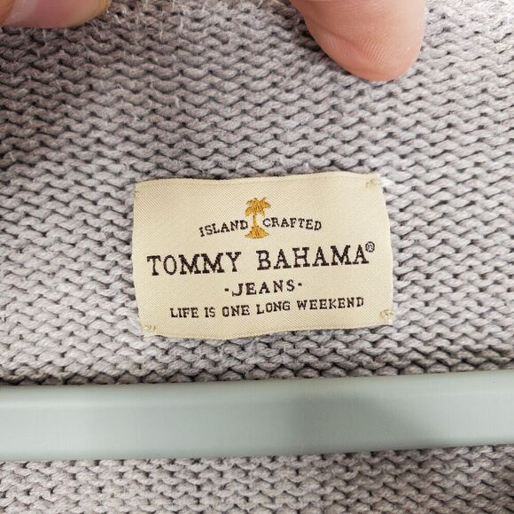 Tommy Bahama Mens Sweater Thick Heavy Cotton Beige Shallow V Neck Dad Grunge XXL - Picture 5 of 10